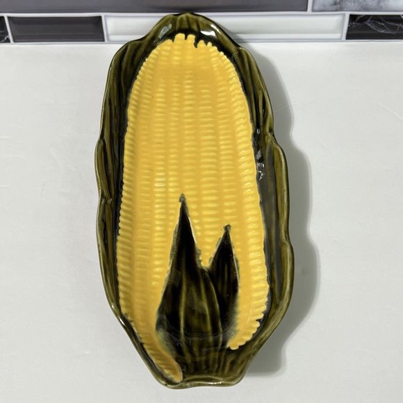 VINTAGE 4 Ceramic Yellow Corn On The Cob Dish Holder Cradle Made in Portugal - Picture 7 of 17